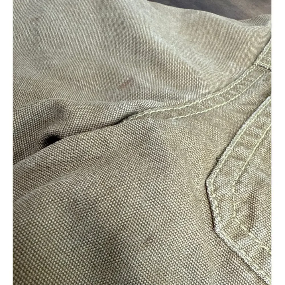 Gymboree Brown Cotton Canvas Sherpa Trim Coat Jacket Boy's Size Medium (7-8)